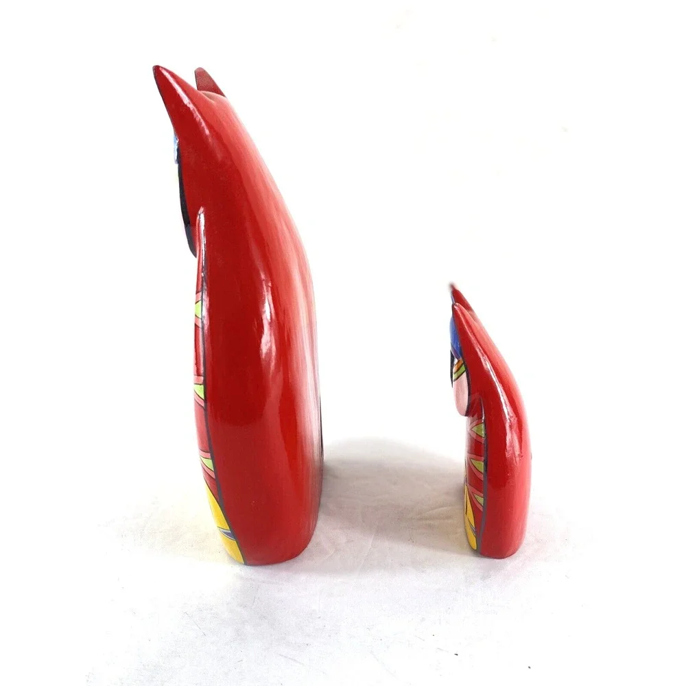 Set of 2 Wooden Cat Figurines Tallest is 8